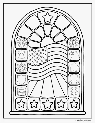 Stained Glass Flag coloring page