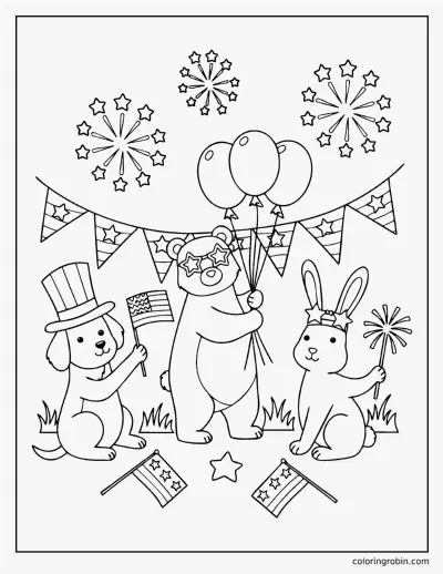 Star Spangled Friends coloring page