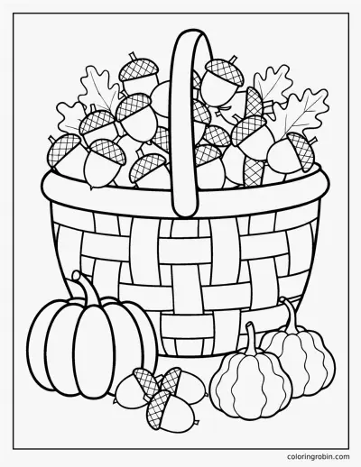 Acorn Basket coloring page