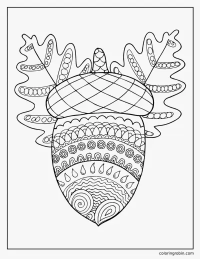 Zentangle Acorn coloring page