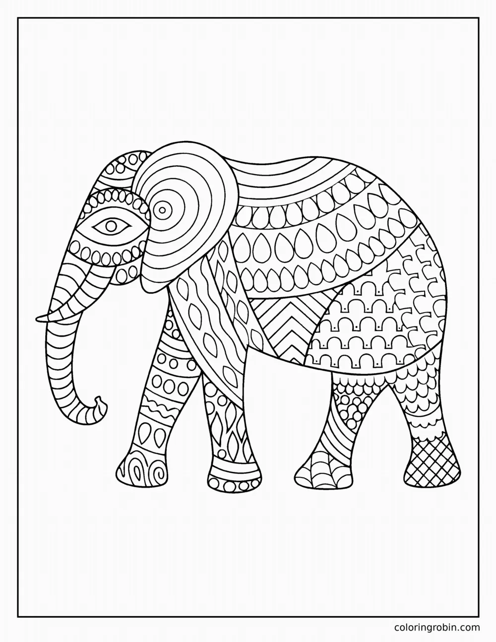 Patterned Elephant coloring page