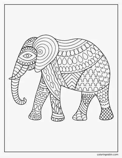 Patterned Elephant coloring page