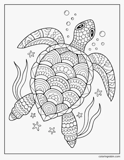 Patterned Sea Turtle coloring page