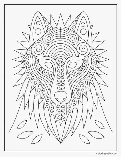 Patterned Wolf coloring page