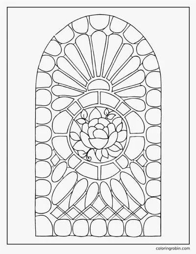 Stained Glass Rose Window coloring page
