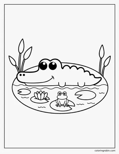 Alligator in a Pond coloring page