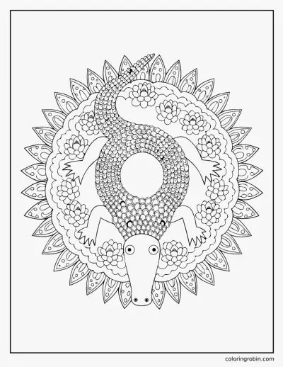 Alligator Mandala coloring page