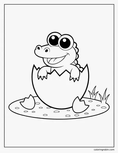 Baby Alligator Hatching coloring page