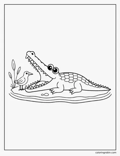 Crocodile on the Riverbank coloring page