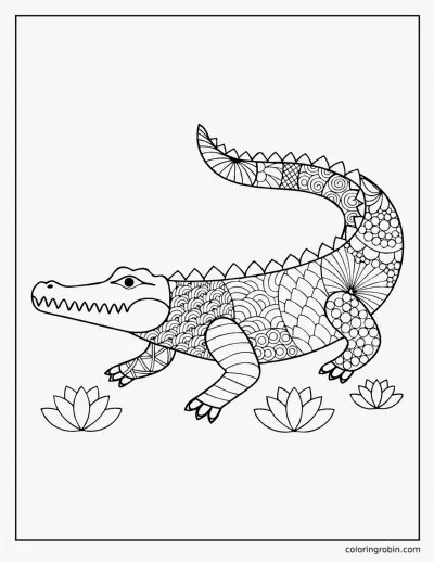 Zentangle Crocodile coloring page