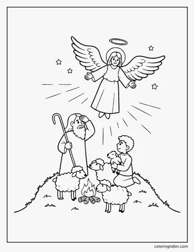 Angel Appears to the Shepherds coloring page