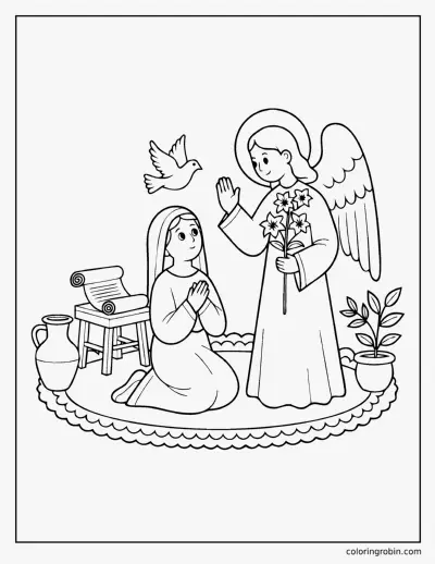 Angel Gabriel Visits Mary coloring page
