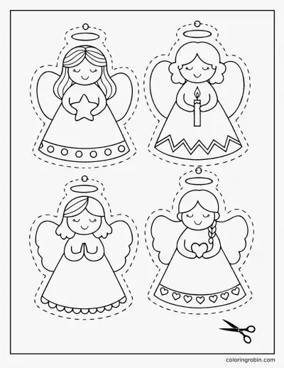 Angel Ornaments to Cut Out coloring page