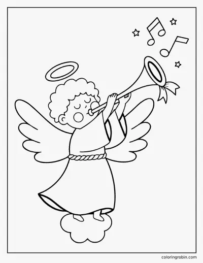 Angel with a Trumpet coloring page