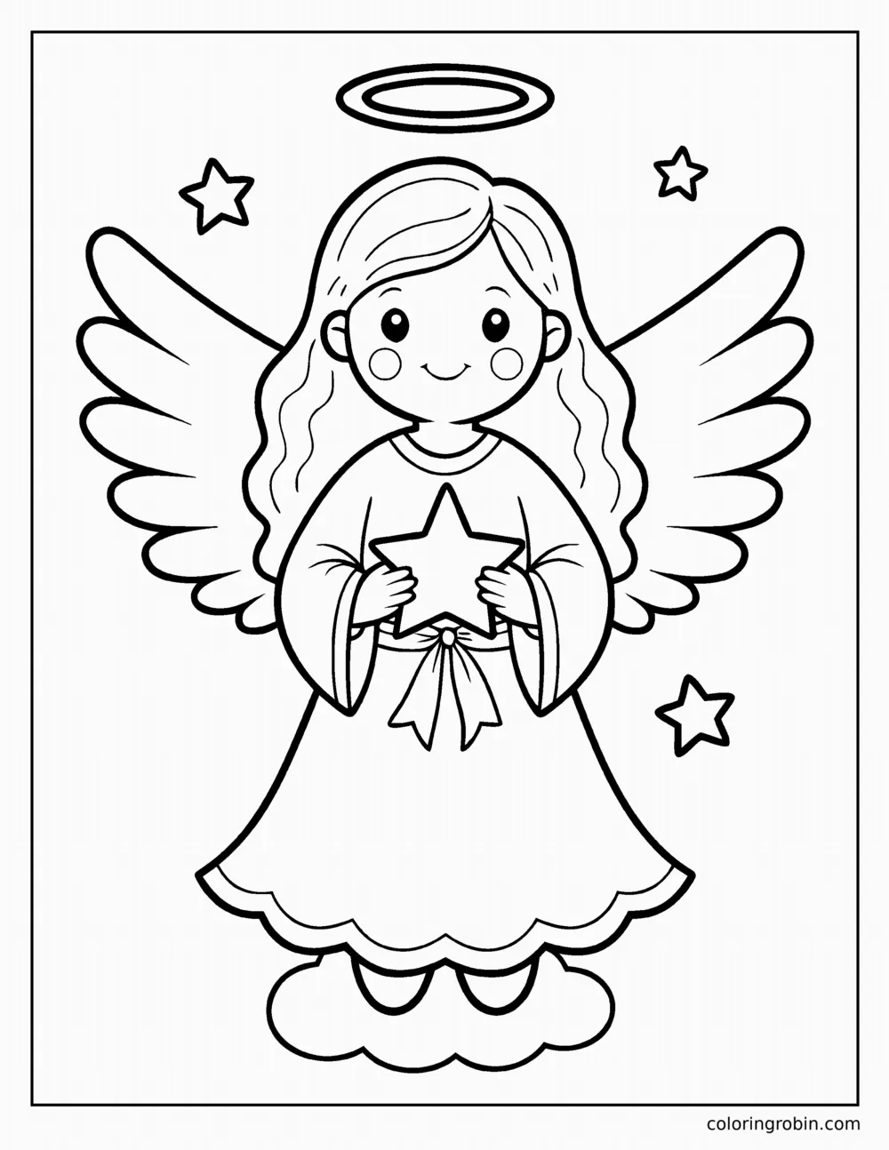 Big Christmas Angel coloring page