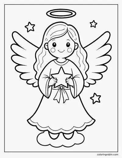 Big Christmas Angel coloring page
