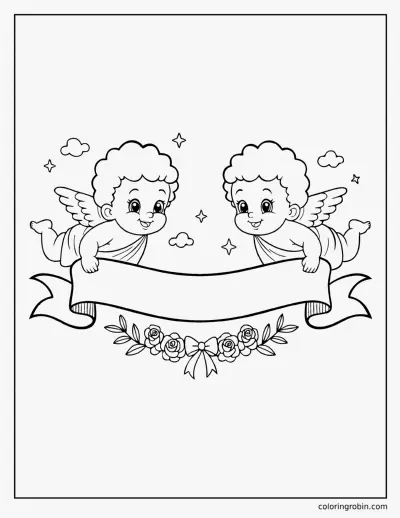 Cherubs with a Banner coloring page