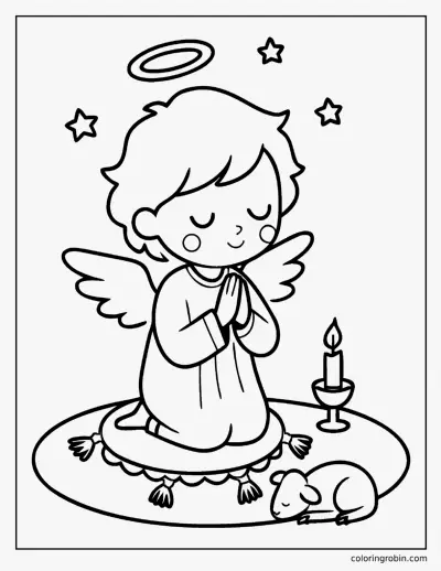 Little Praying Angel coloring page