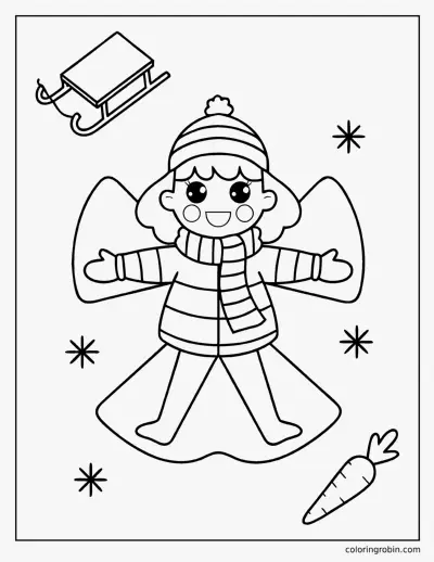 Making a Snow Angel coloring page