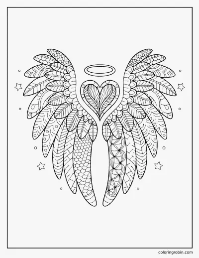 Zentangle Angel Wings coloring page