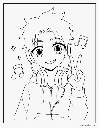 Anime Boy Portrait coloring page