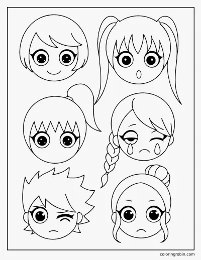 Anime Expressions Sheet coloring page
