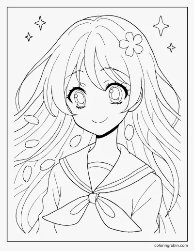 Anime Girl Portrait coloring page