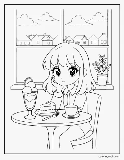 Cafe Window Seat coloring page