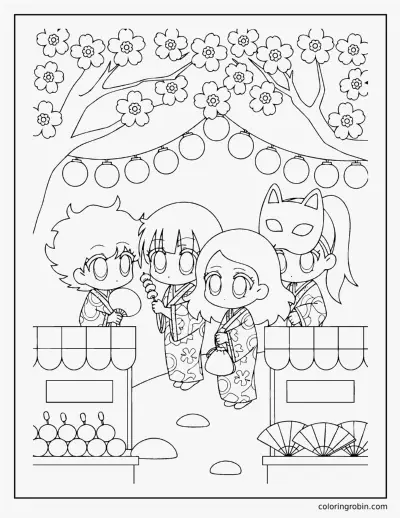 Cherry Blossom Festival coloring page