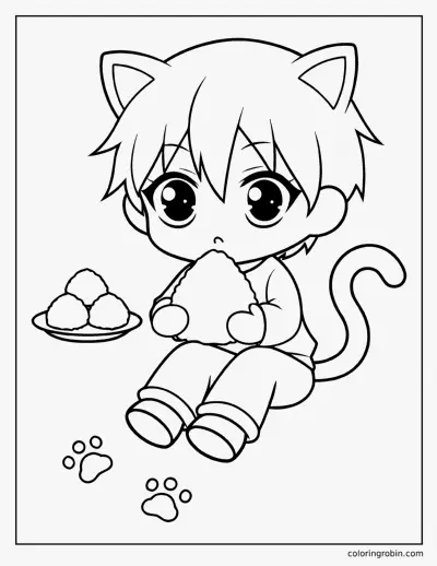 Chibi Cat Boy coloring page