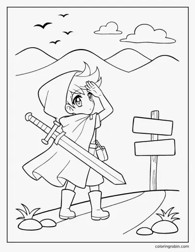 Cloaked Adventurer coloring page