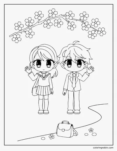 School Uniform Friends coloring page