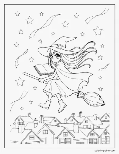 Starlit Witch coloring page