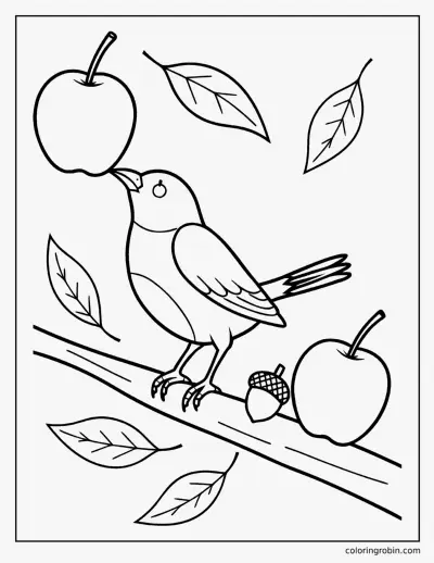 Apple and a Bird coloring page