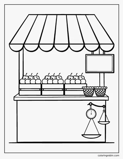 Apple Farm Stall coloring page