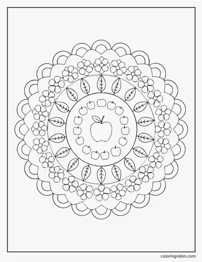 Apple Mandala coloring page
