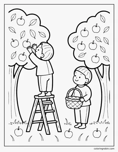 Apple Picking coloring page