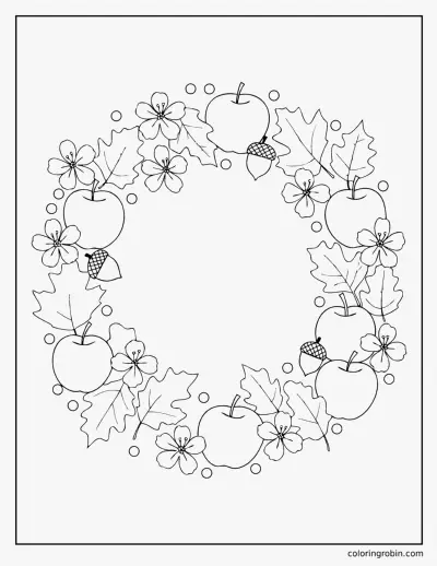 Apple Wreath coloring page