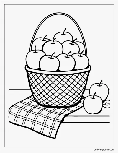 Basket of Apples coloring page