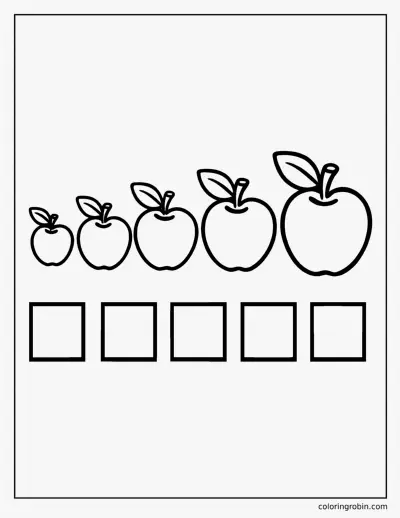 Five Apples Counting coloring page