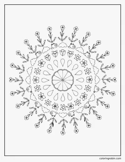 April Mandala coloring page