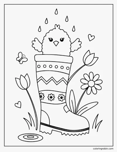 Chick in a Rain Boot coloring page