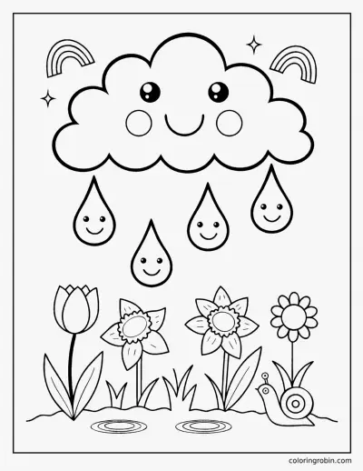 Happy Rain Cloud coloring page