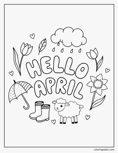 Hello April coloring page