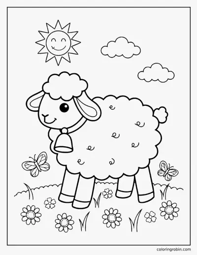 Lamb in the Meadow coloring page
