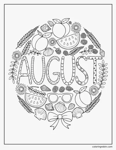 August Hand Lettering coloring page