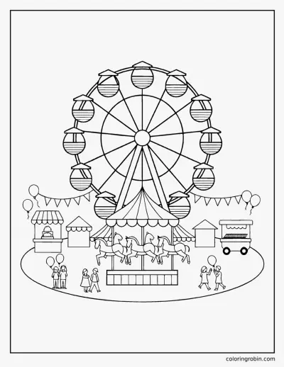 County Fair Ferris Wheel coloring page