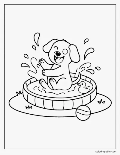 Dog in a Paddling Pool coloring page
