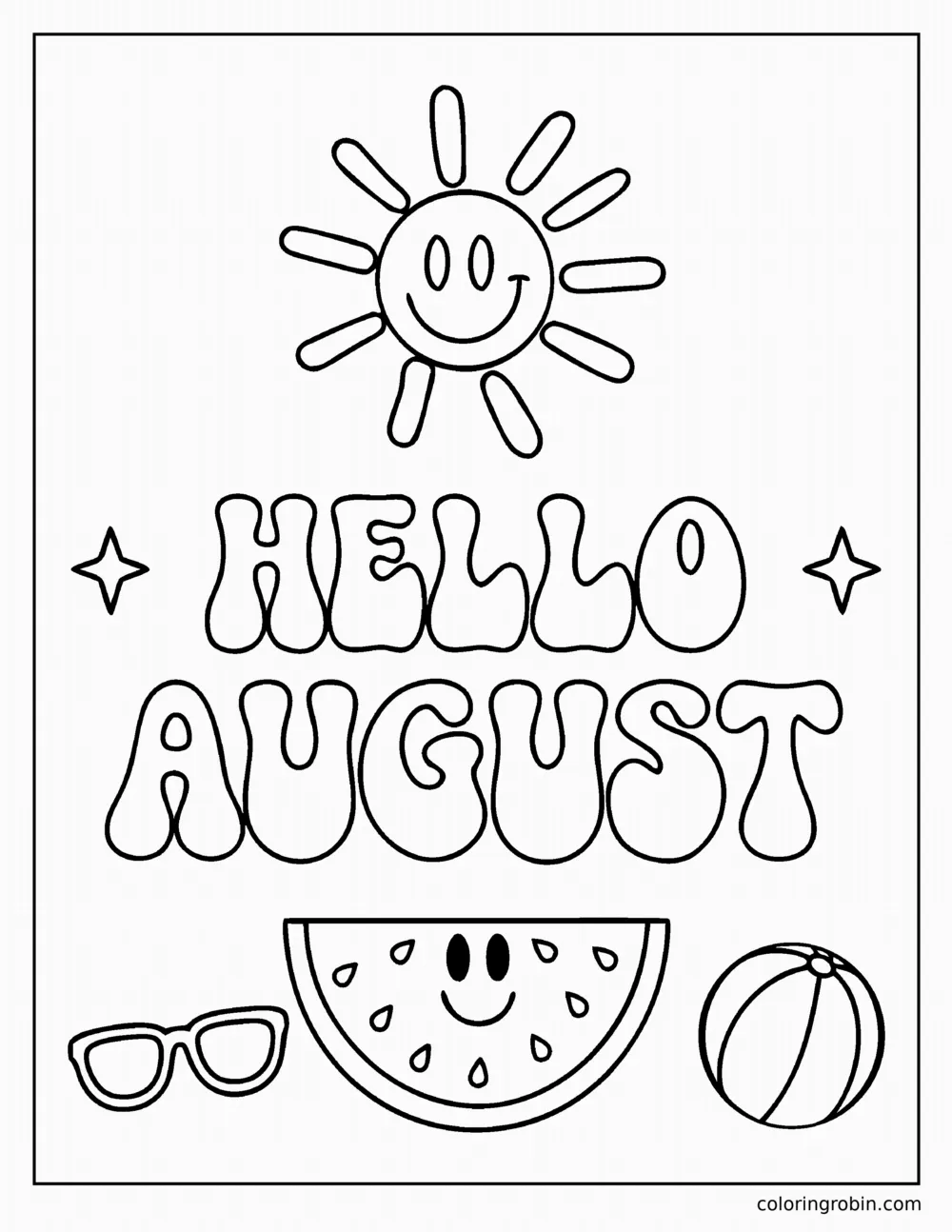 Hello August coloring page