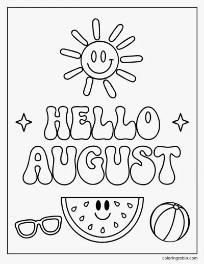 Hello August coloring page